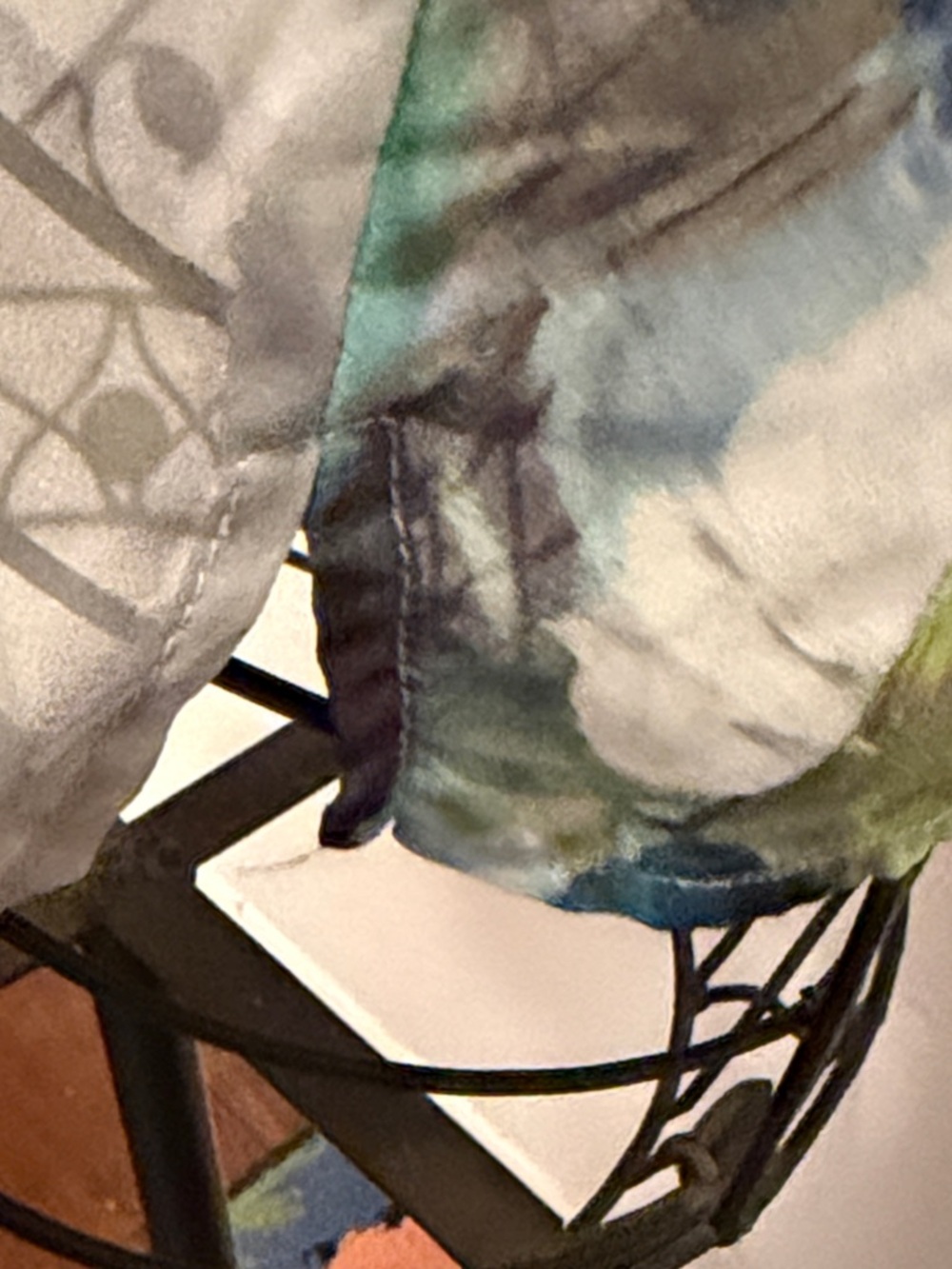 🚙🚙🚙BOGOHO🚙🚙🚙Liz Claiborne Blue & Green Floral Ruffle Front Blouse-Large - Picture 10 of 11
